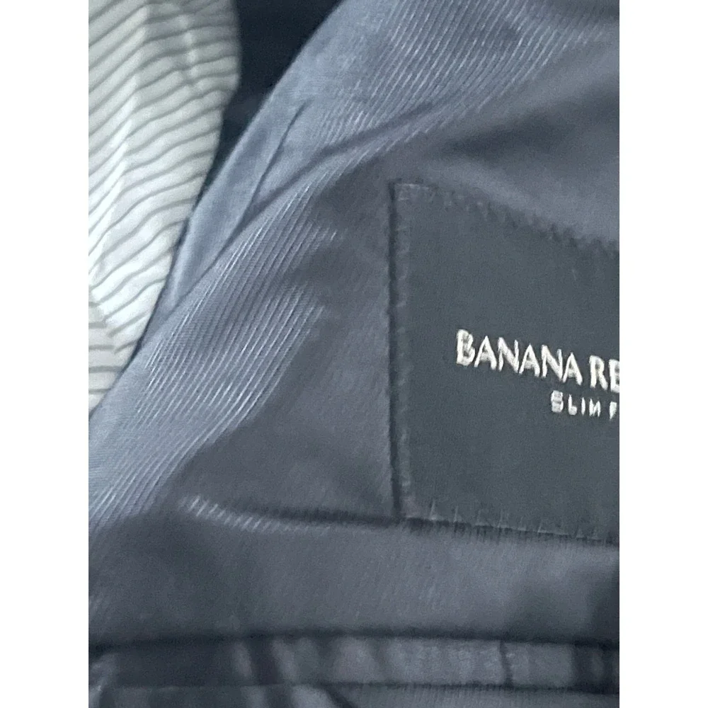 Banana Republic Slim Wool Blazer Mens 42R Gray Italian Fabric Mario Bellucci Lux